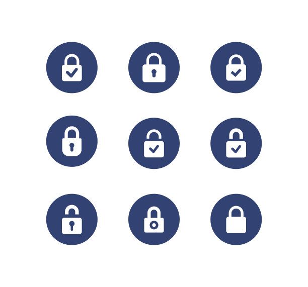Web安全锁定矢量图标集。安全、网络安全图片下载