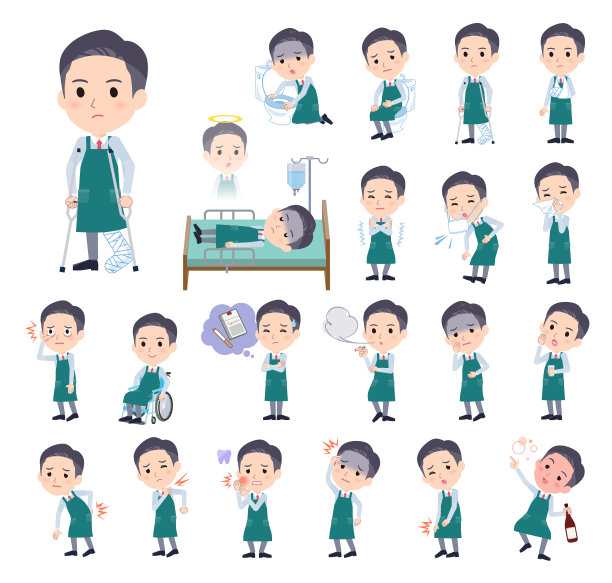 一组超市工作人员带着伤病图片下载