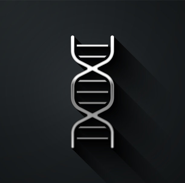银色DNA符号图标分离在黑色上图片下载