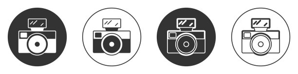 带有闪光灯图标的黑色相机图片下载