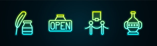 用线羽和墨水瓶挂招牌图片下载