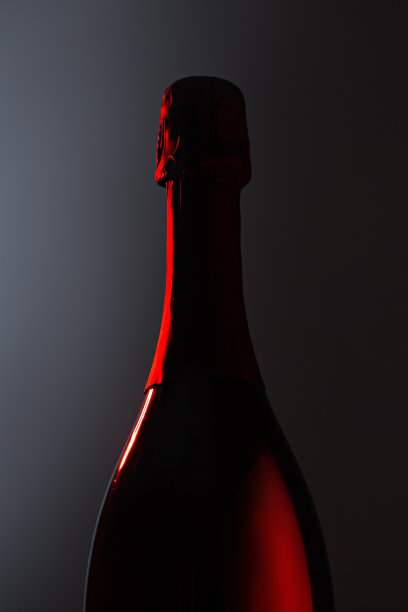 深色背景下的一瓶闭合的香槟。图片下载