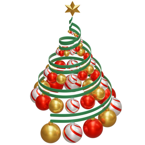 圣诞树3D渲染插图设计元素图片下载