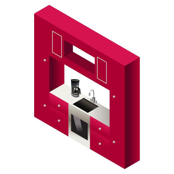 厨房洗手台洗手池咖啡机储物柜图片下载