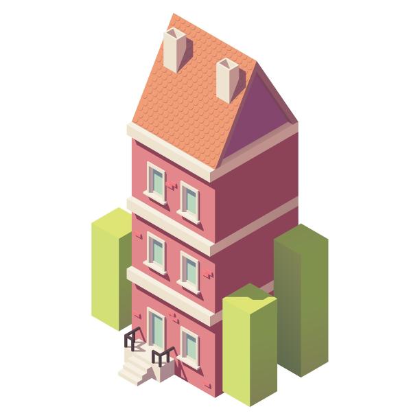 建筑住宅房子楼房欧式复古住房烟囱绿化图片下载