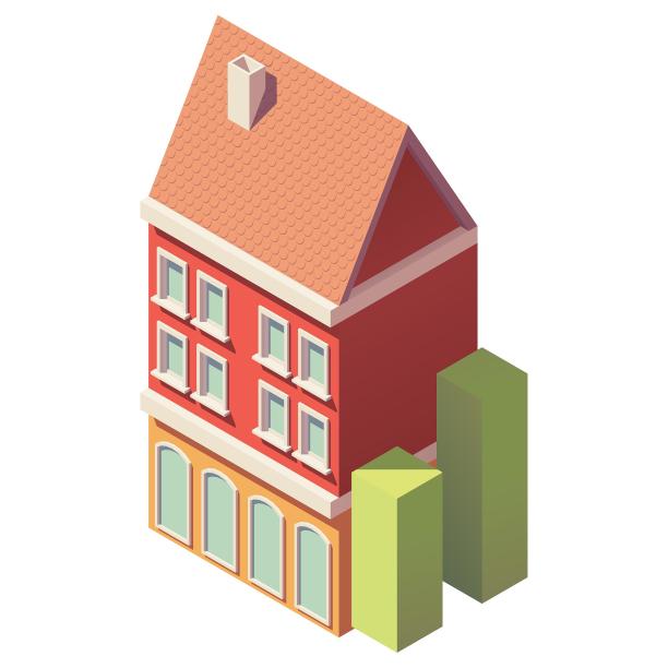 建筑房子商店店面楼房欧式烟囱绿化图片下载