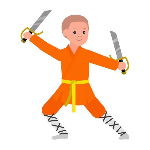 手绘人物小孩少林寺功夫训练图片下载