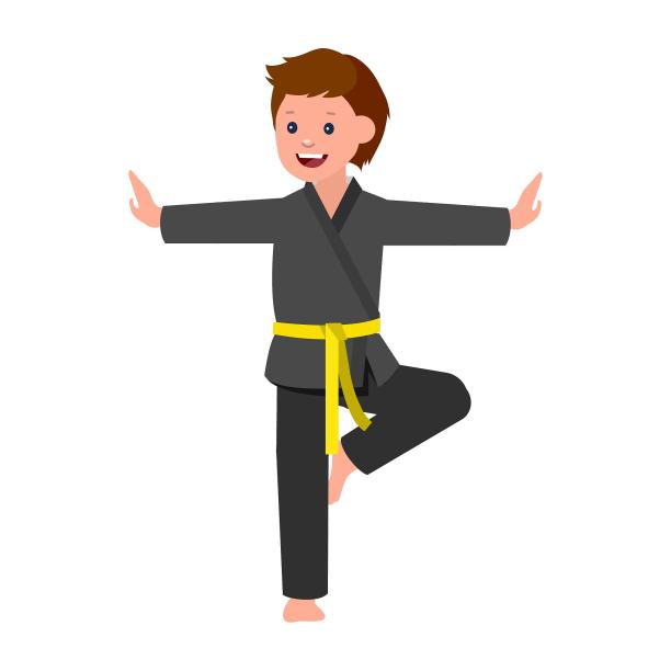 手绘人物小孩跆拳道练习功夫图片下载