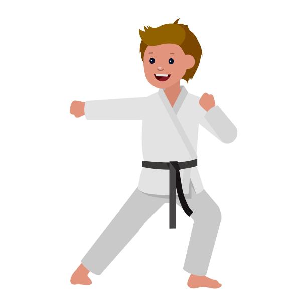 手绘人物小孩跆拳道运动图片下载