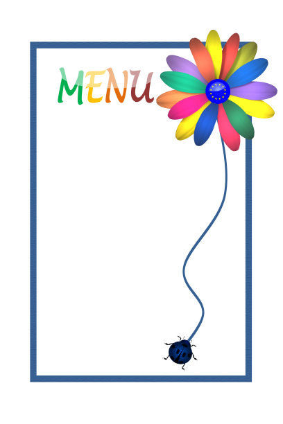 菜单设计瓢虫拔起一朵五彩雏菊的茎图片下载