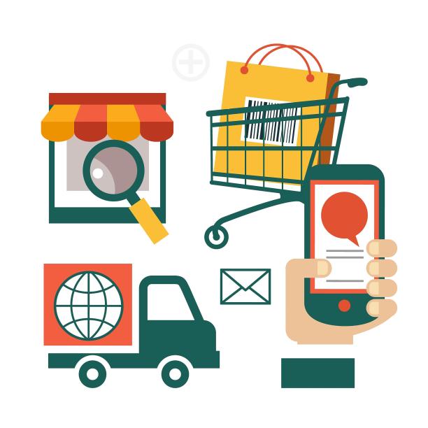 购物车购物袋手手机信件物流车店铺云图片下载