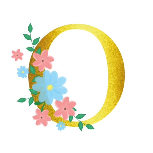 带有金色字母的花字母。请柬插图。设计的祝贺图片下载