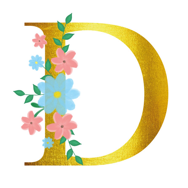 带有金色字母的花字母。请柬插图。设计的祝贺图片下载