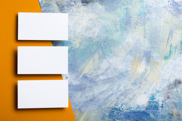 名片空白。彩色背景上的模型。平的。文本复制空间图片下载