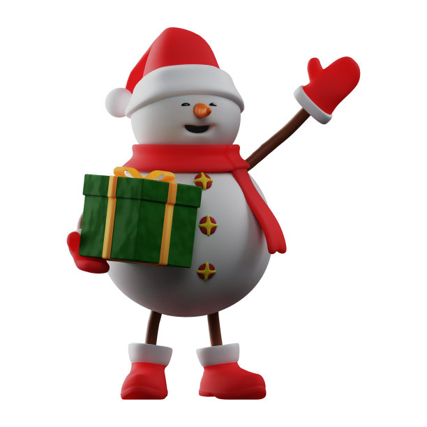 雪人3D卡通图片有一个甜蜜的圣诞礼物图片下载