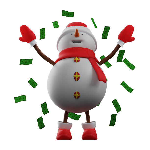 一个富有的3D雪人卡通图片有很多钱图片下载