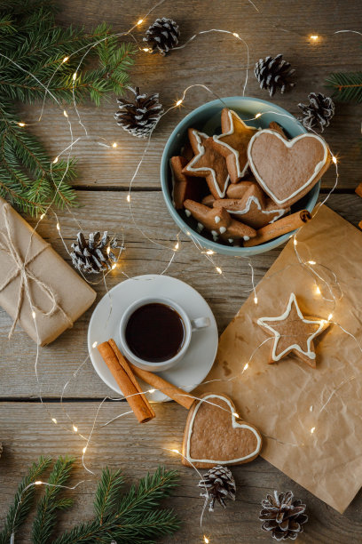 圣诞糖果，顶视图，新年背景图片下载