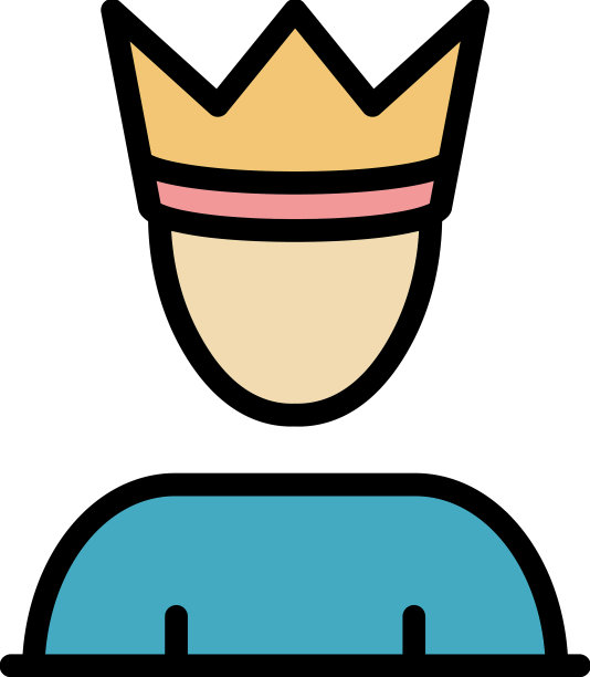 人与皇冠图标颜色轮廓图片下载