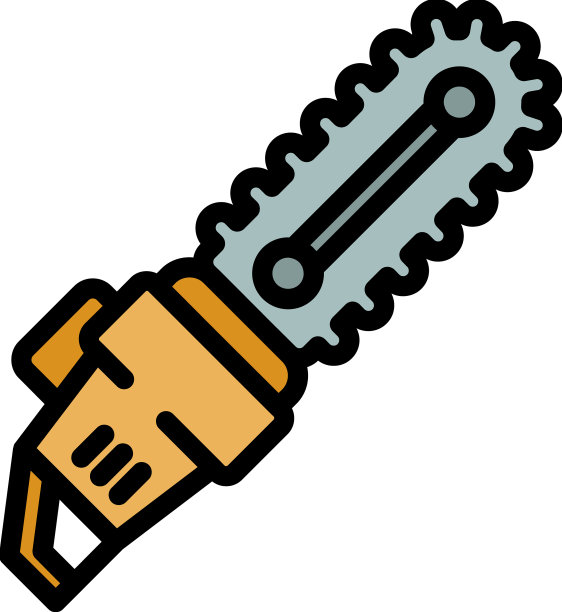 电锯可爱图标颜色轮廓图片下载