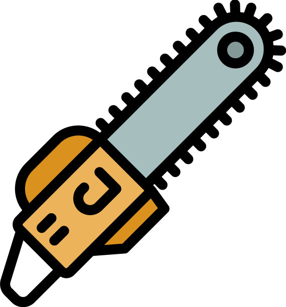 电锯图标颜色轮廓图片下载