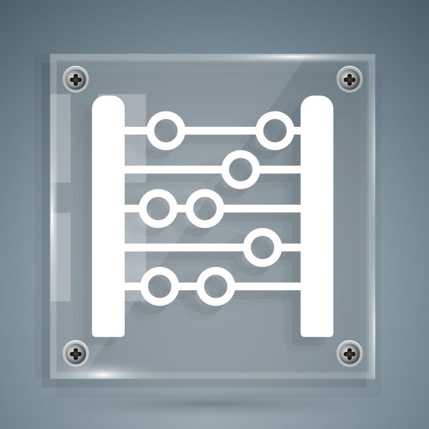 白色算盘图标孤立在灰色背景图片下载