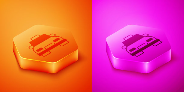 等距出租车图标孤立的橙和图片下载