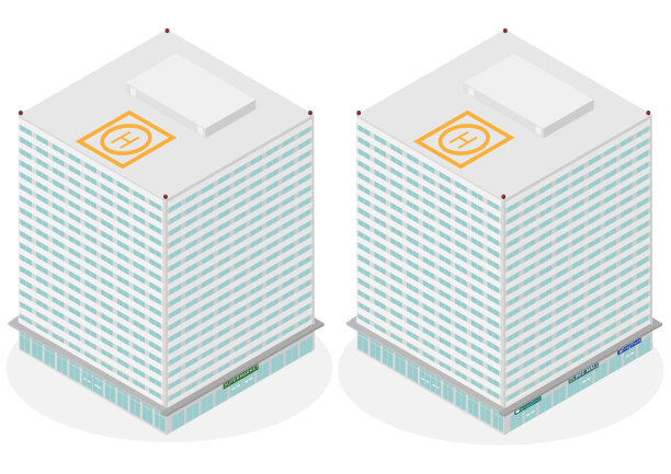 两个等距塔楼公寓图片下载