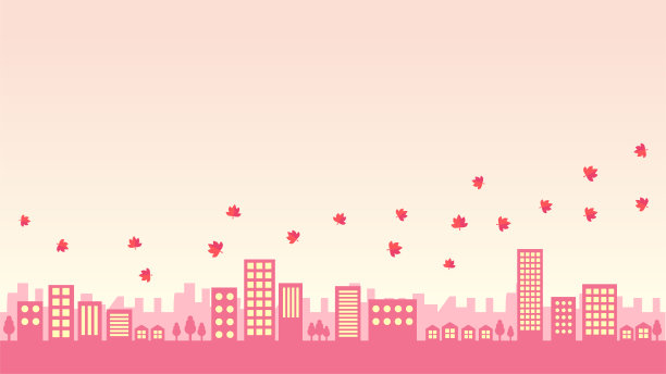 秋天树叶城市景观矢量背景图形图片下载