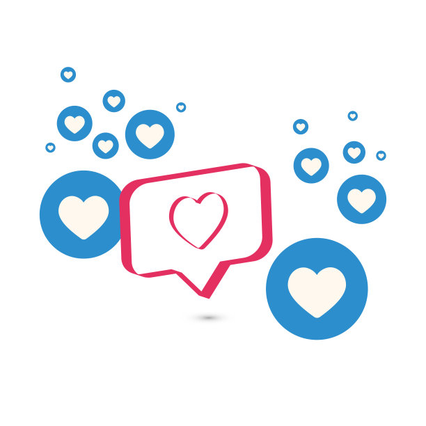 像图标。竖起大拇指，心，社交媒体图标。社交媒体通知图标模板。社交网络应用图标插图图片下载