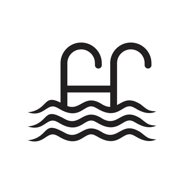 游泳池梯子图标，游泳区域信息标志或符号，矢量插图图片下载