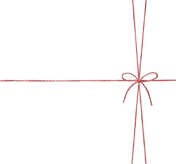缠绕红绳隔离包装套。装饰线，节日丝带。图片下载