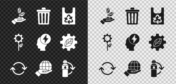 将植物放在手持式垃圾桶塑料袋内图片下载