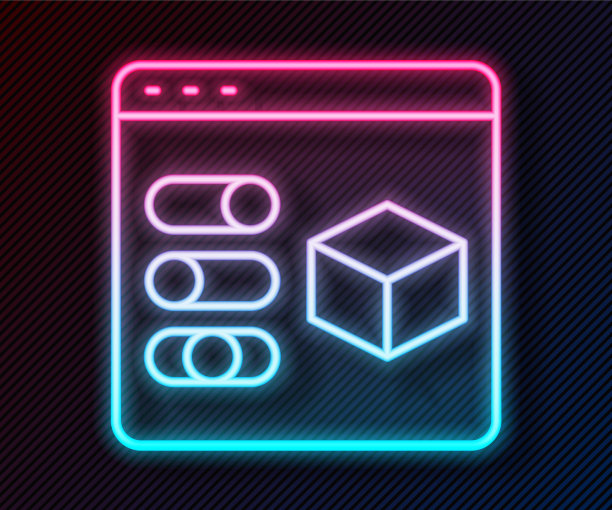 发光的霓虹灯线3d打印机图标隔离图片下载