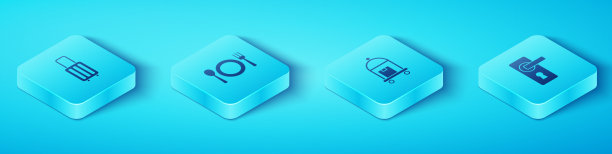 设置等距手提箱，盘子，刀叉图片下载