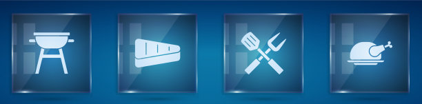 设置烧烤烧烤牛排肉交叉叉和图片下载