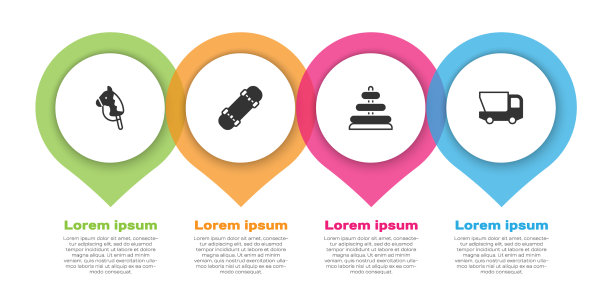 集玩具马、滑板、金字塔、玩具卡车图片下载