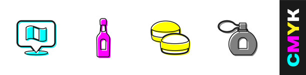 设旗法国香槟瓶马卡龙饼干图片下载