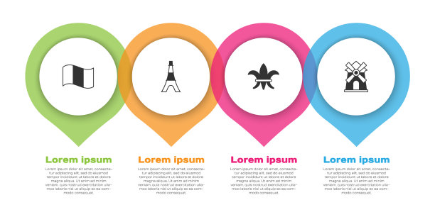 法国埃菲尔铁塔和芙蓉德丽设旗图片下载