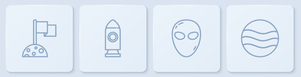 用外星火箭船和旗子标出月球线图片下载