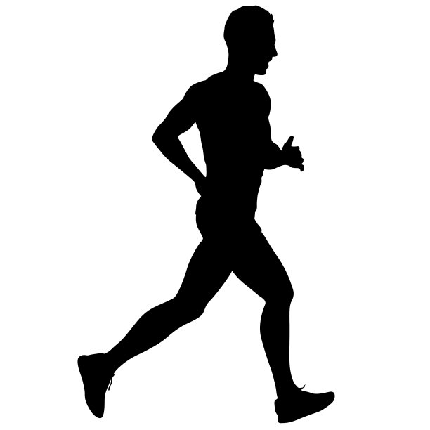 黑色轮廓跑步者在白色背景下奔跑图片下载