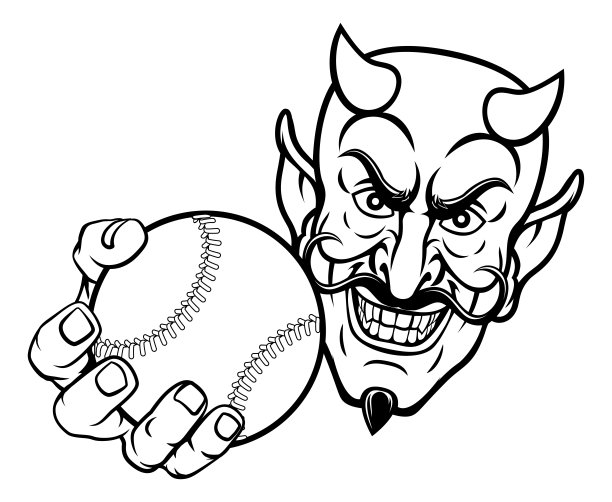 魔鬼撒旦棒球运动吉祥物卡通图片下载