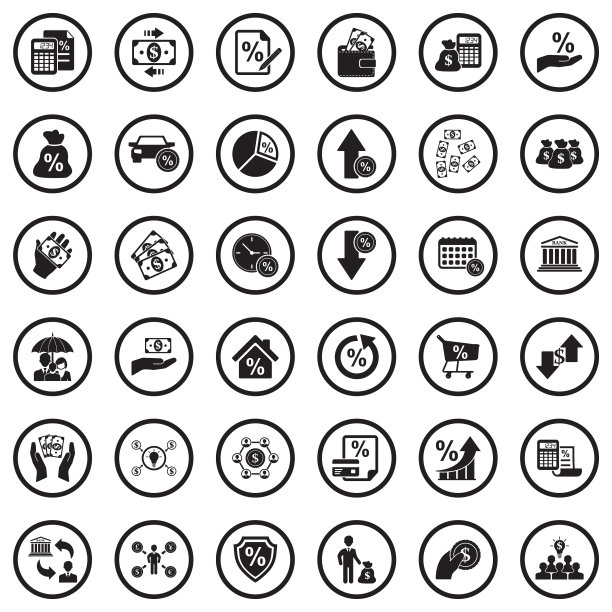 贷款的图标。圆形黑色平面设计。矢量插图。图片下载