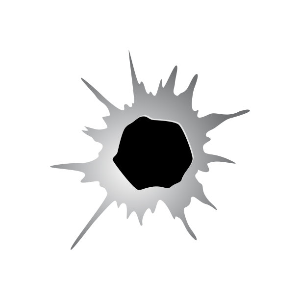 子弹在金属或纸上留下的破洞。单色表面损坏或裂纹。矢量插图孤立的白色背景图片下载