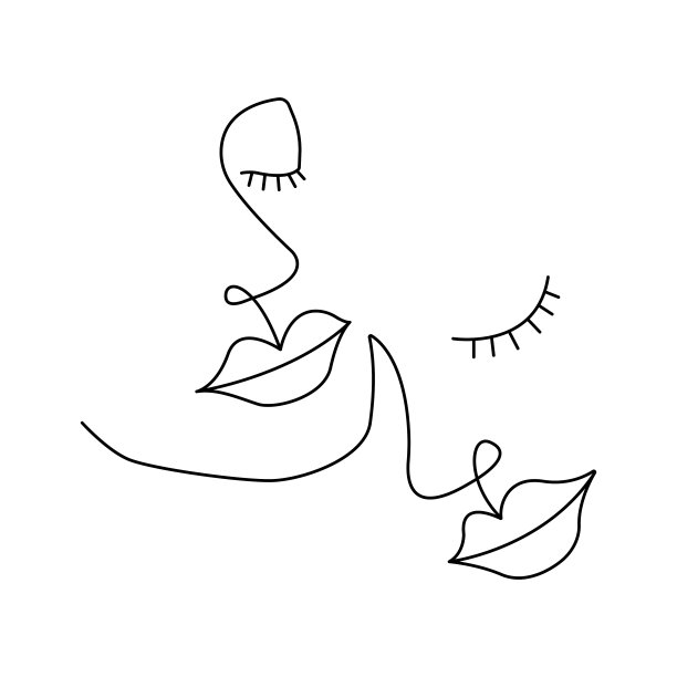 抽象极小的一对面孔线插图。图片下载