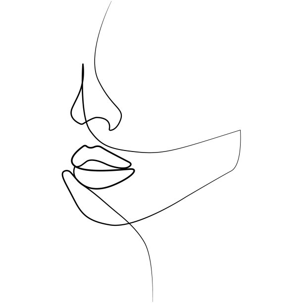 极简剪影的女性面孔黑白。图片下载