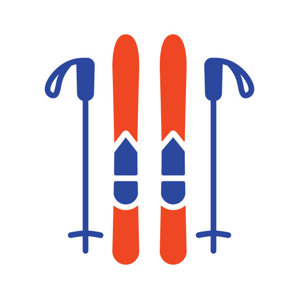 滑雪和棍棒矢量图标。冬天的标志图片下载