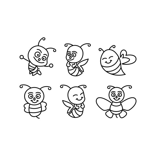 图标飞行的蜜蜂平面风格矢量插图。图片下载