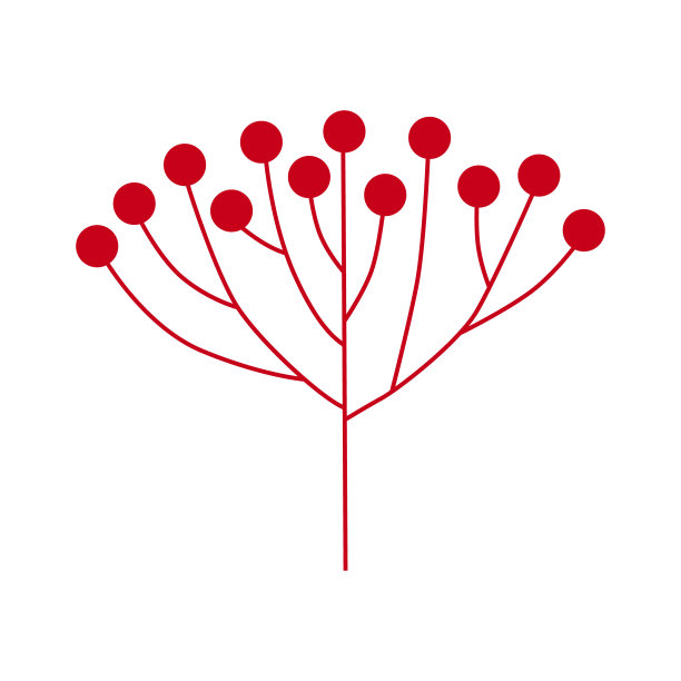 树枝上有浆果的插图，平面设计图片下载