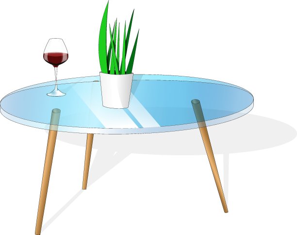 室内盆栽和玻璃桌上的一杯葡萄酒。图片下载