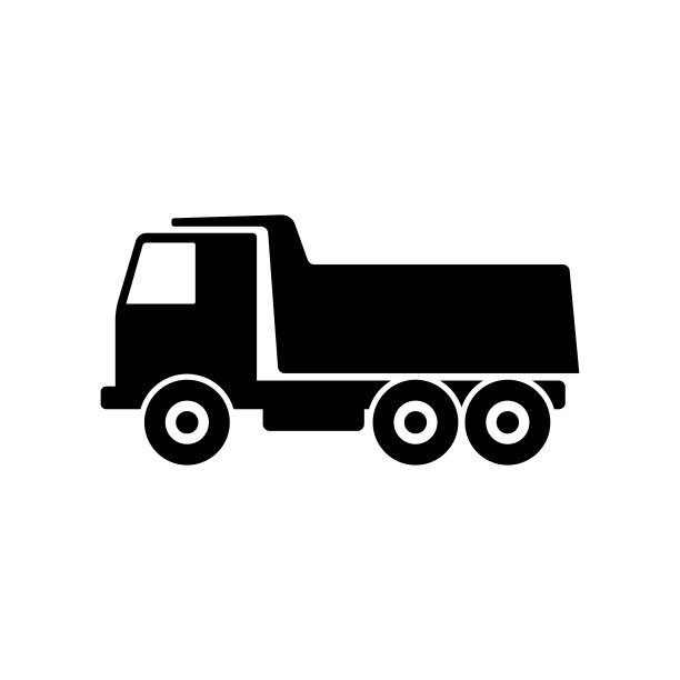 自动倾卸卡车图标。黑色的轮廓。侧视图。矢量图。白色背景上的孤立物体。隔离。图片下载